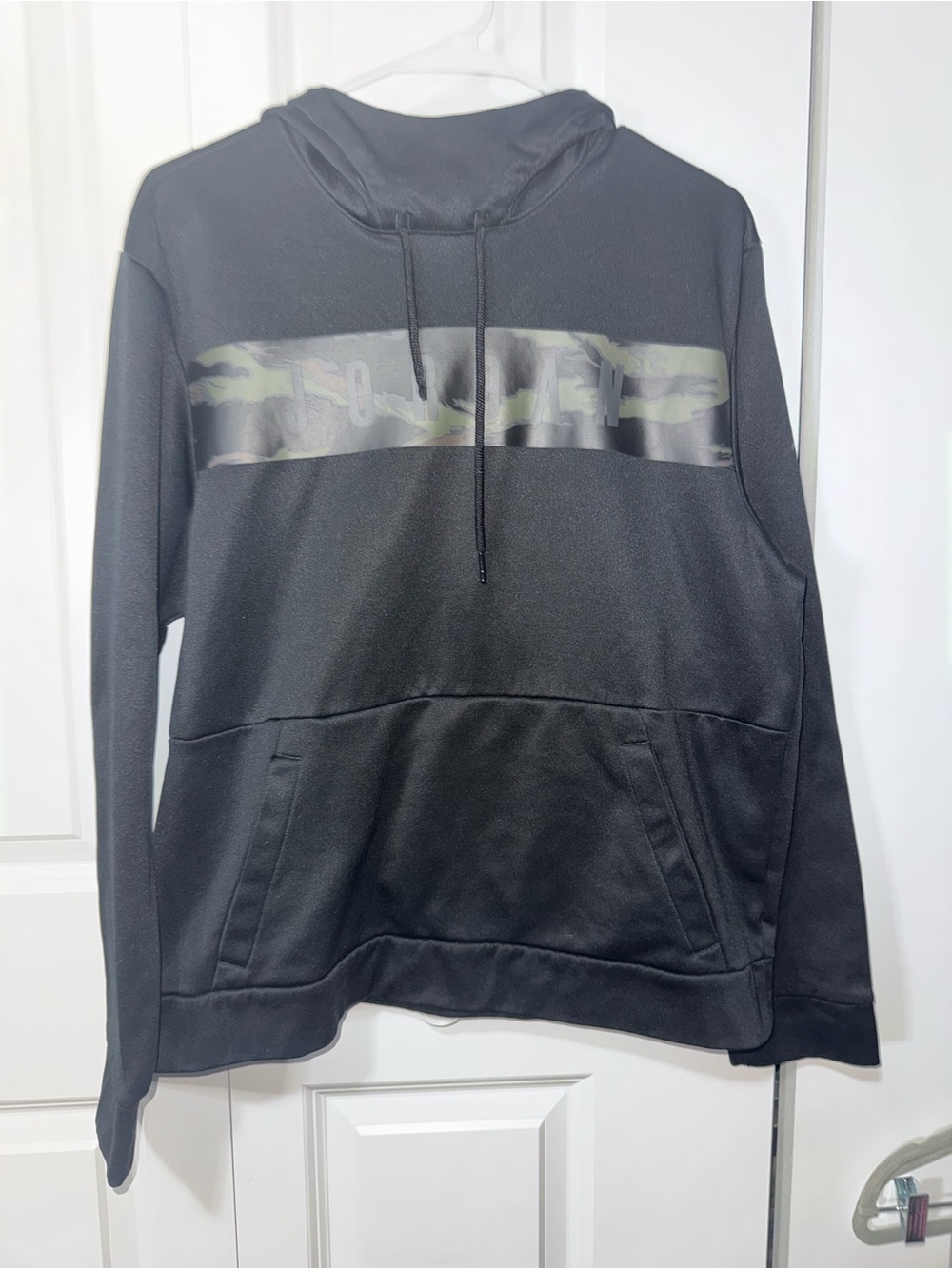 Jordan Black Hoodie with Camo Chest Stripe